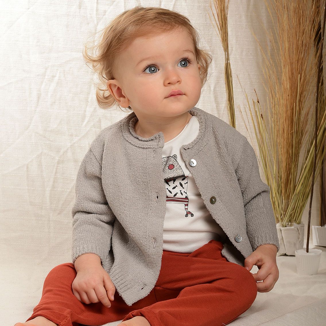Casaco infantil tricô botão - Loja Minicute