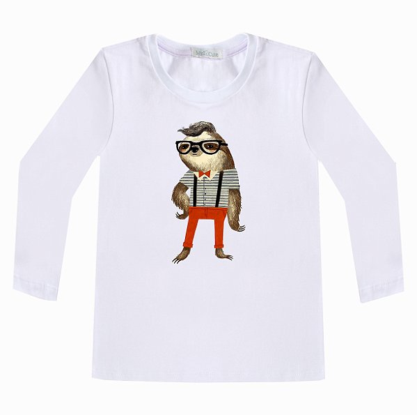 Camiseta Infantil com M.Longa Preguiça - Loja Minicute