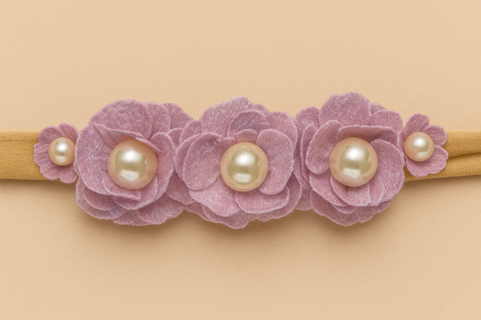 Tiara Floral Renda Perola Lilas