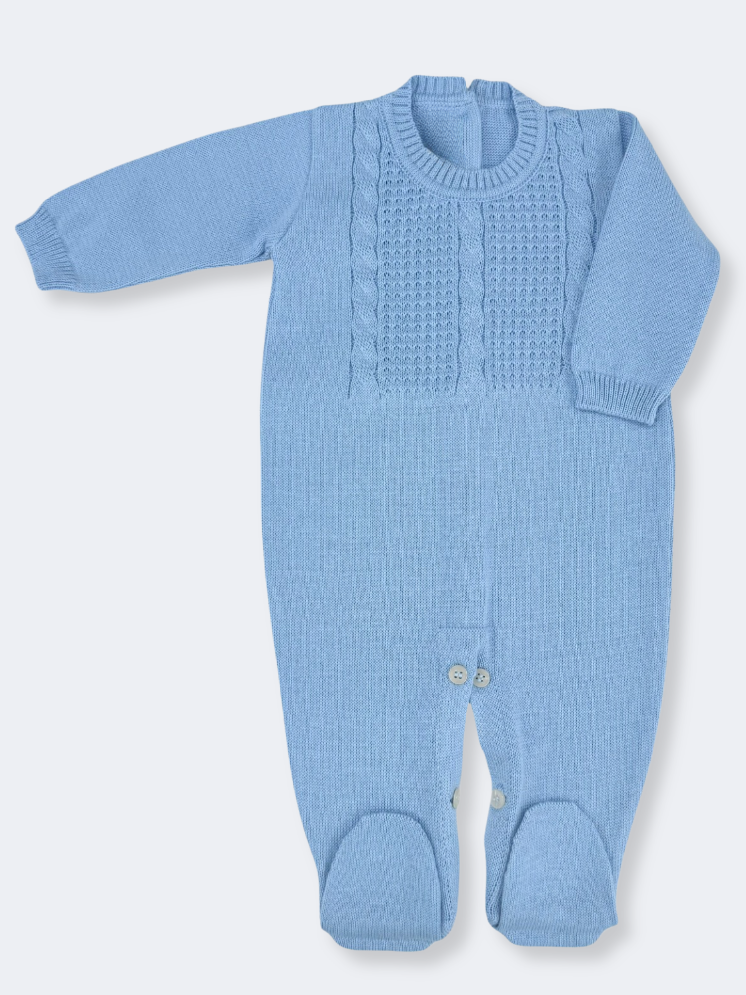 Macacão Recém Nascido Minicute Petit Tricot Tramas Azul