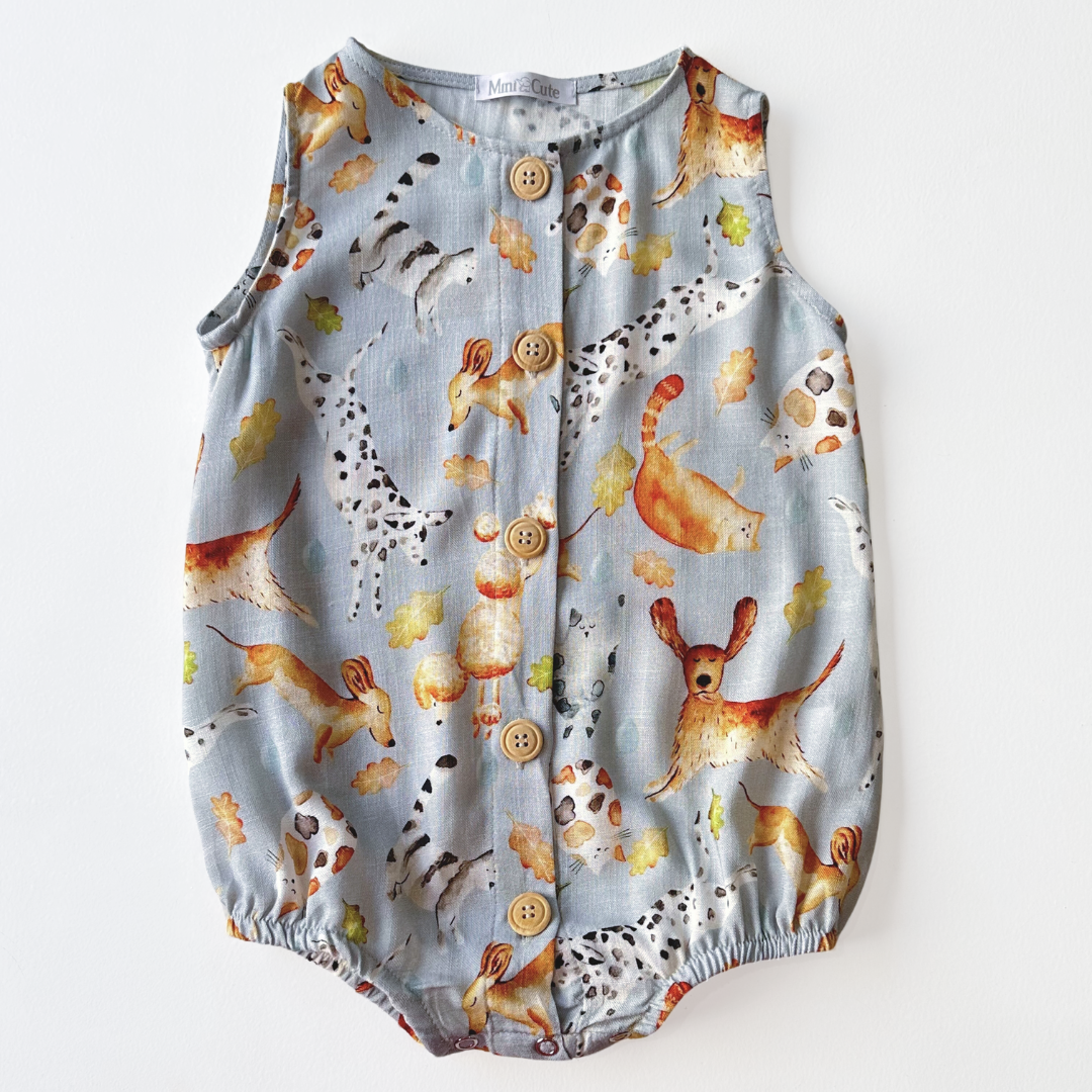 Romper Baby Pets Azul Viscolinho - Loja Minicute