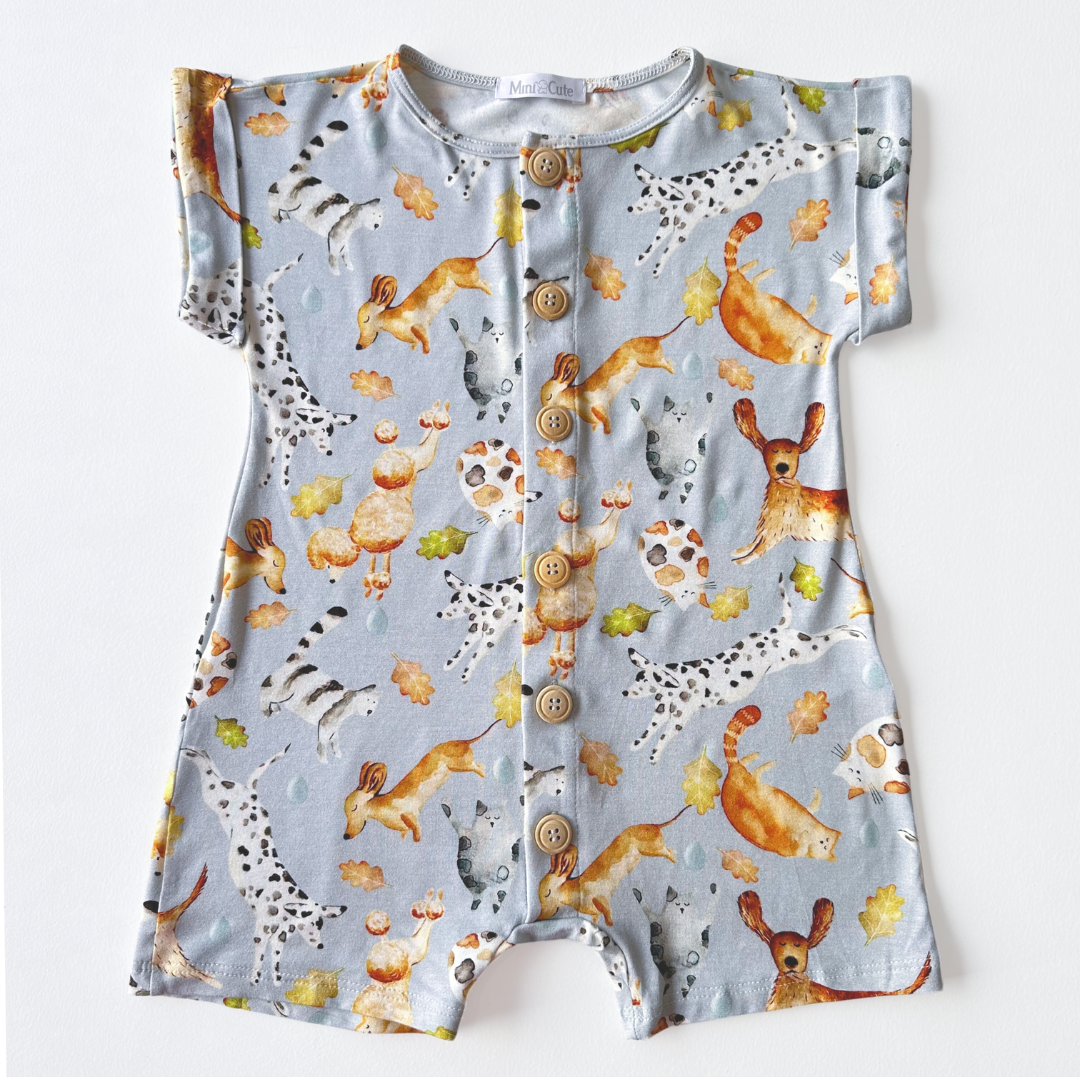 Romper Pets Azul Viscose - Loja Minicute