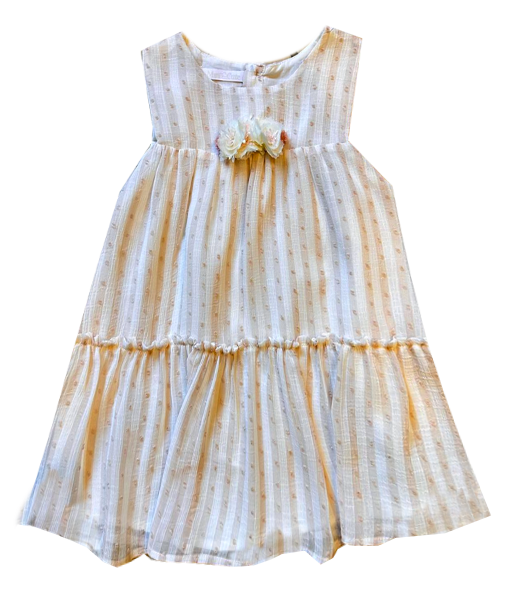 Vestido Infantil Listrado Nude Alça Menina - Loja Minicute
