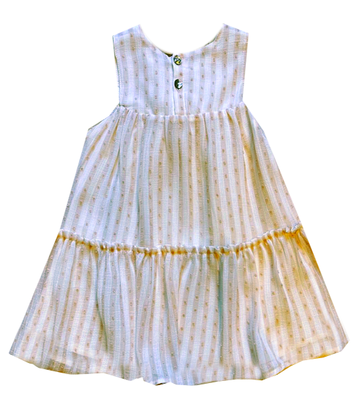 Vestido Infantil Listrado Nude Alça Menina - Loja Minicute
