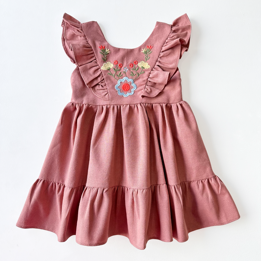 Vestido Linho Bordado Cacau - Loja Minicute