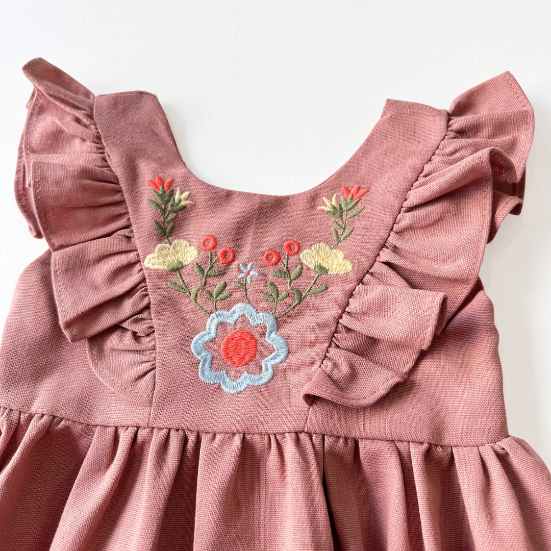 Vestido Linho Bordado Cacau - Loja Minicute