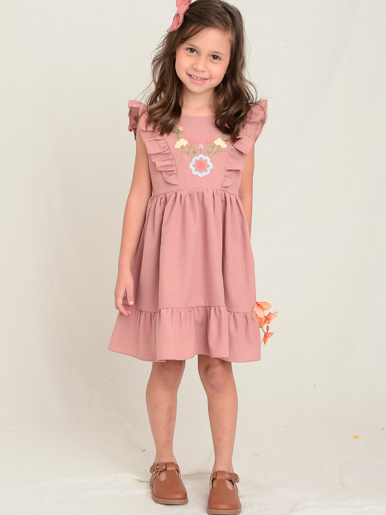 Vestido Linho Bordado Cacau - Loja Minicute