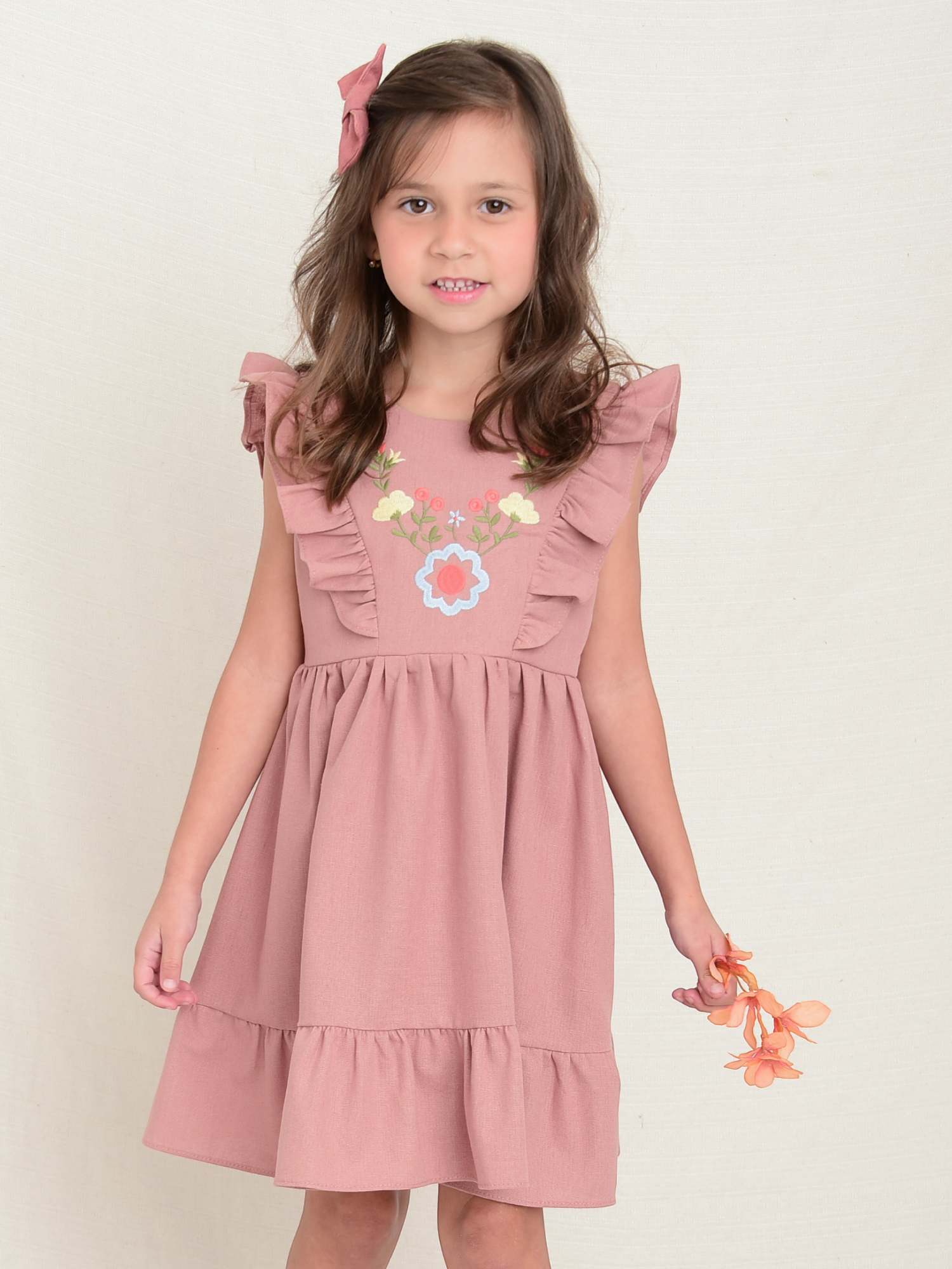Vestido Linho Bordado Cacau - Loja Minicute