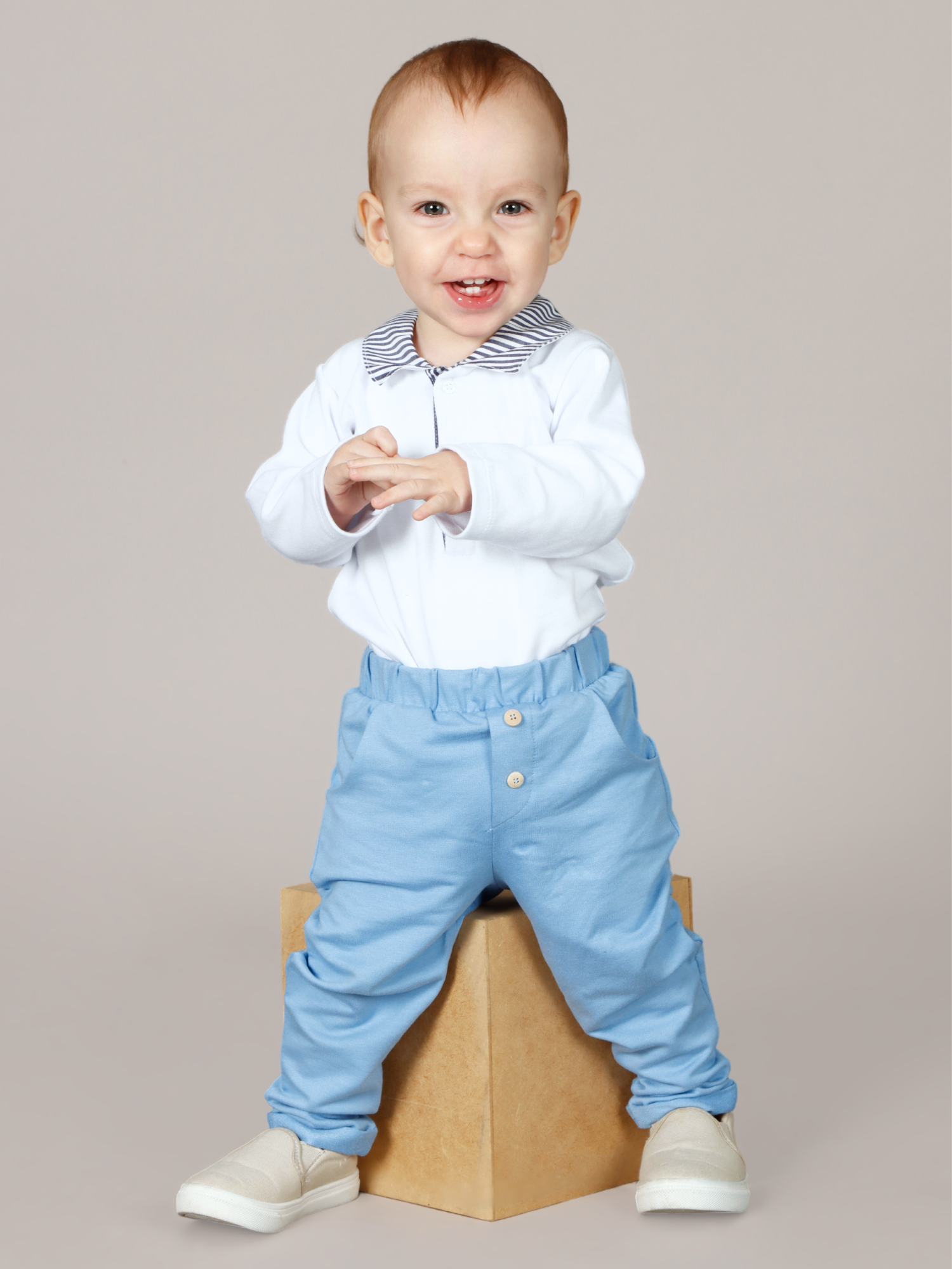 Calça Infantil Bolso Botões Azul - Loja Minicute
