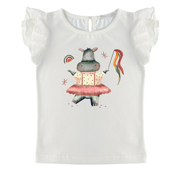 Camiseta Menina Hipo com Renda - Loja Minicute