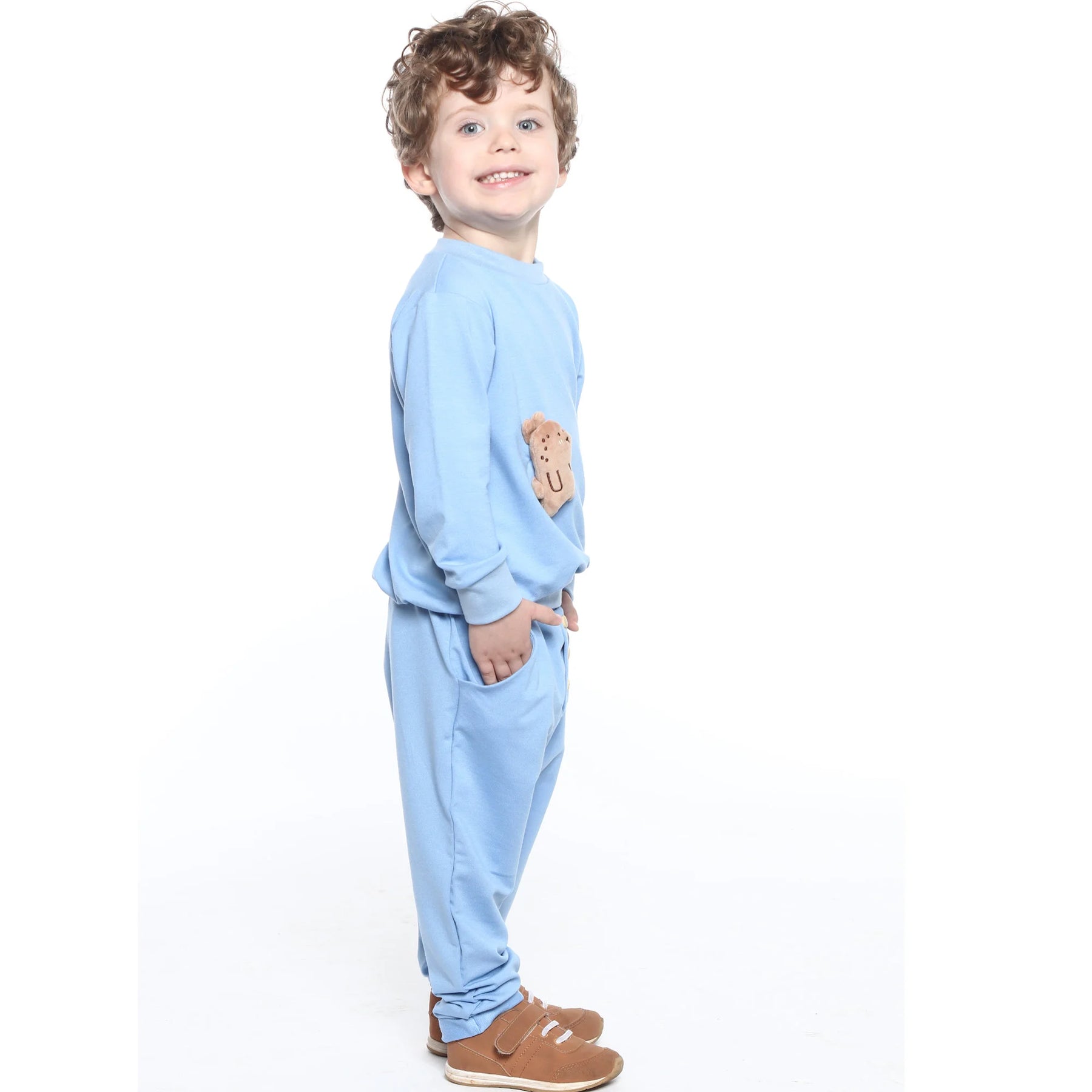 Calça Infantil Bolso Botões Azul - Loja Minicute