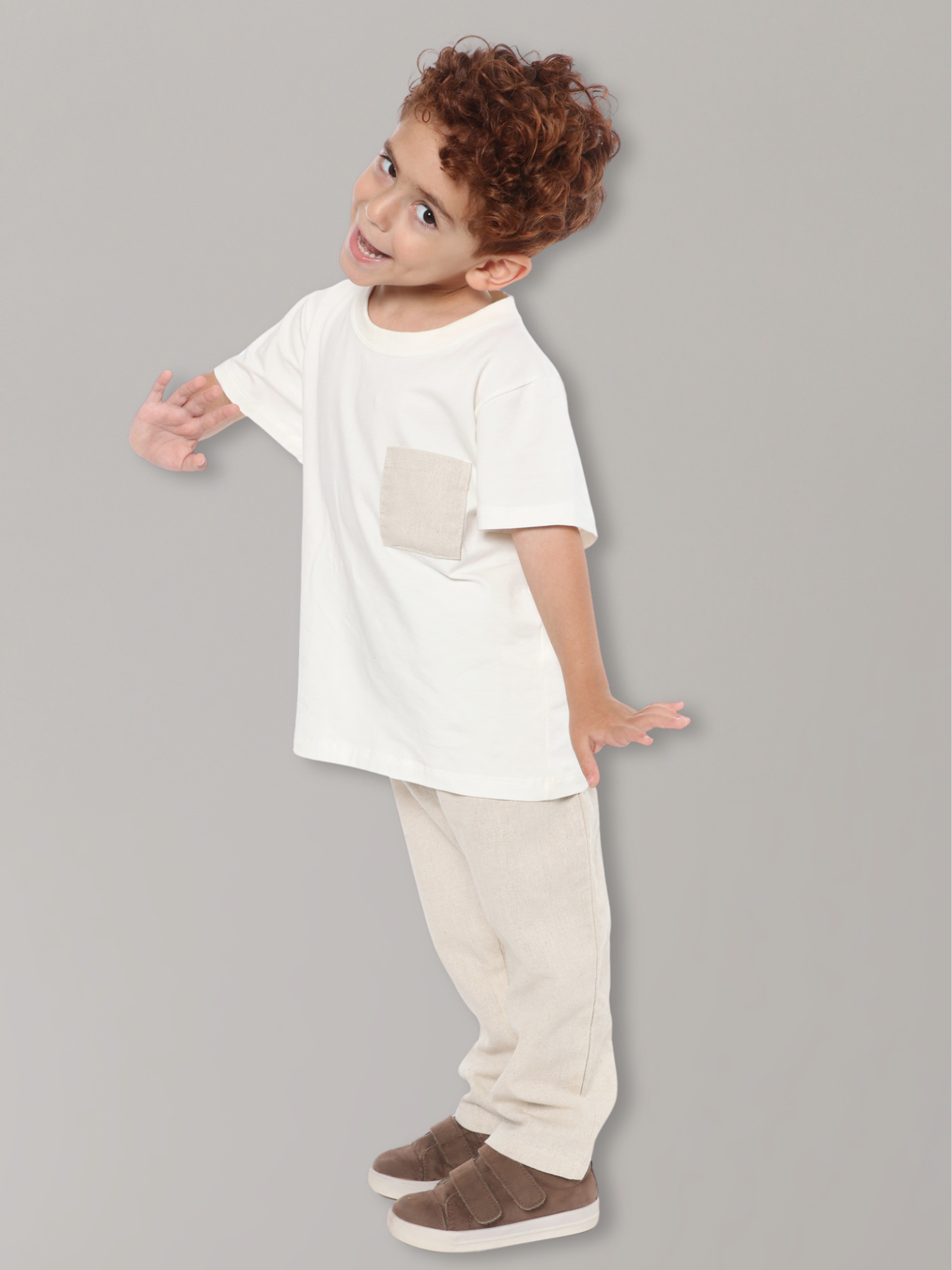 Camiseta Infantil Bolso Linho - Loja Minicute