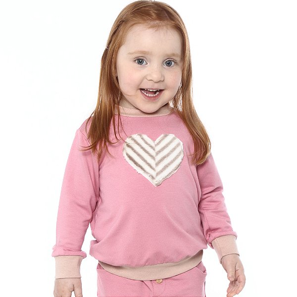 Moletom Infantil Coração Rosa - Loja Minicute