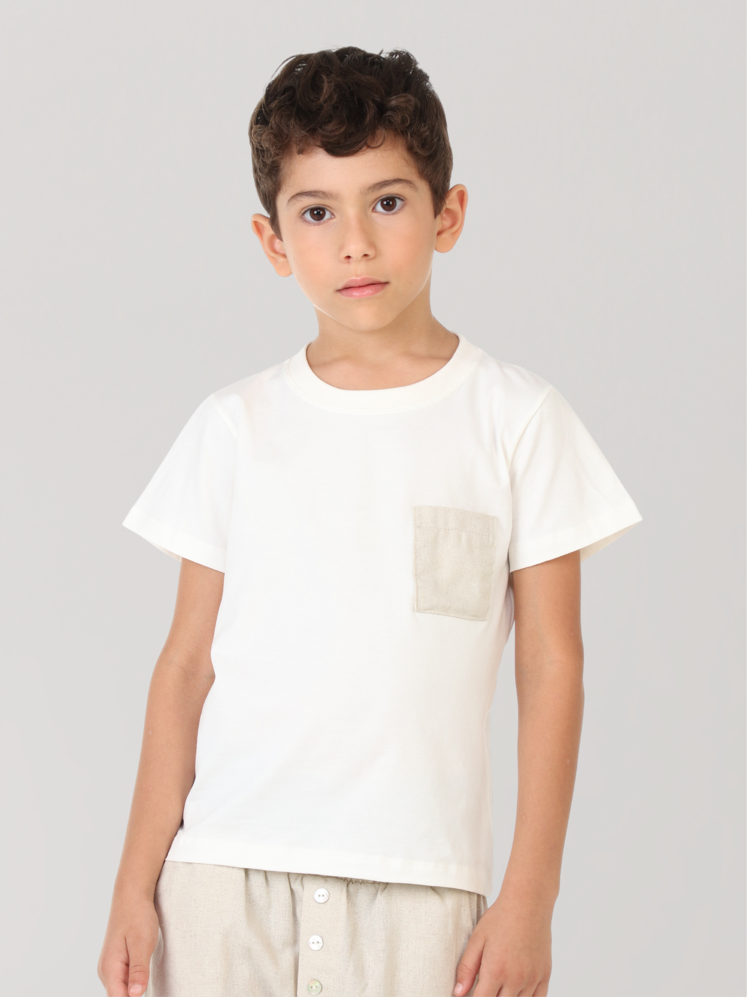 Camiseta Infantil Bolso Linho - Loja Minicute