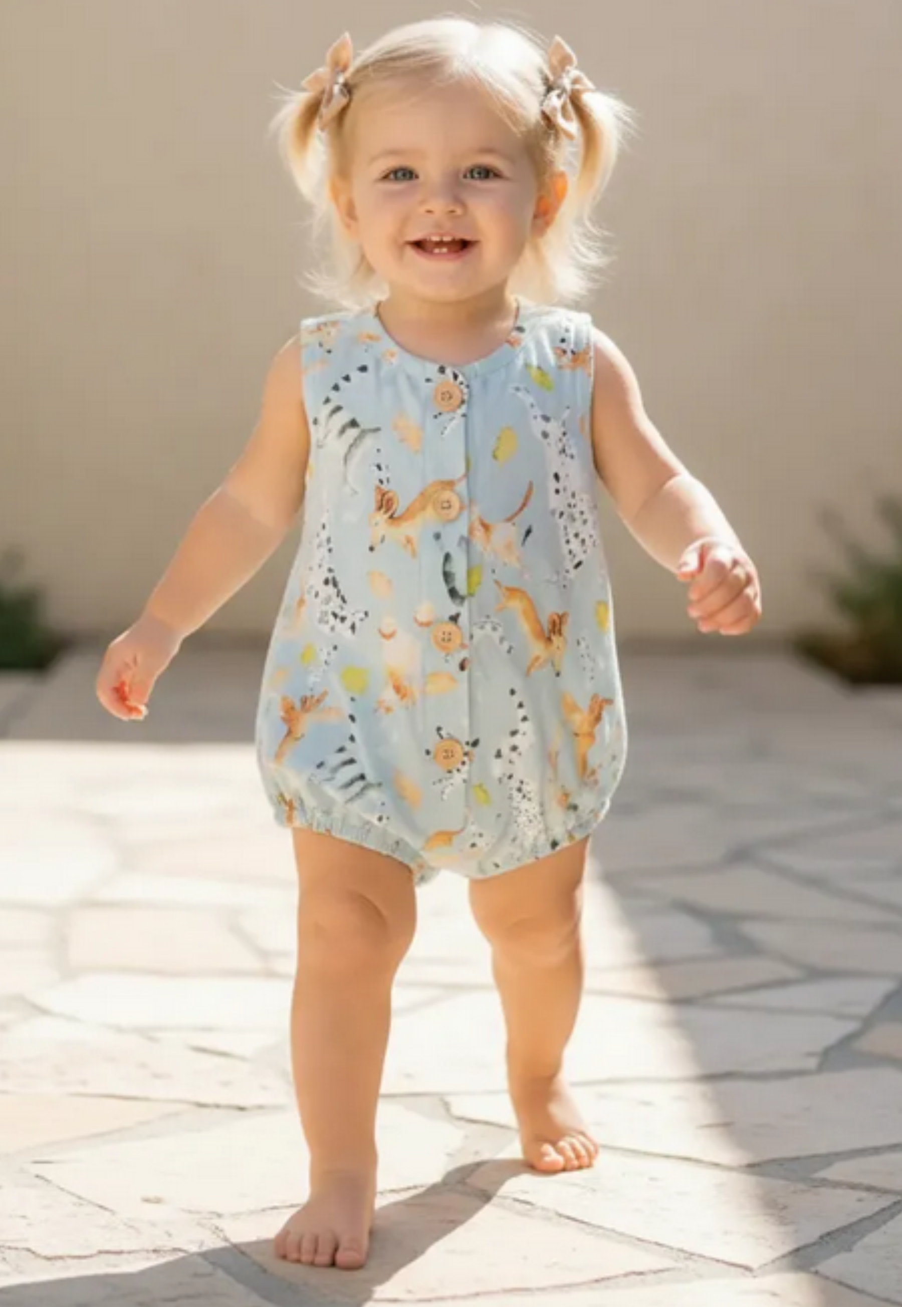 Romper Baby Pets Azul Viscolinho
