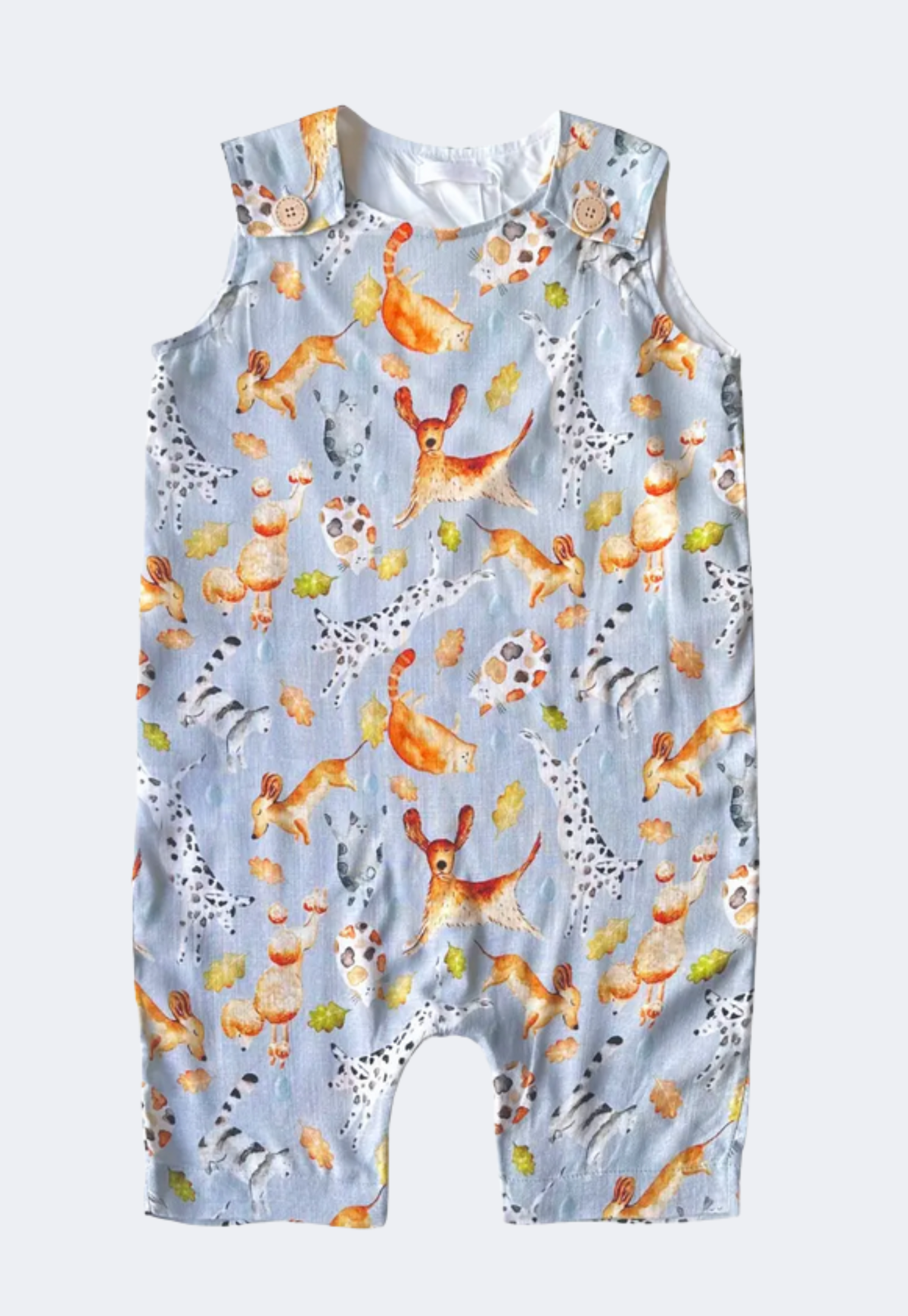 Romper  Infantil Unisex Minicute - Estampa Exclusiva Chuva de Pets Azul Viscolinho