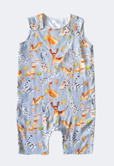 Romper  Infantil Unisex Minicute - Estampa Exclusiva Chuva de Pets Azul Viscolinho