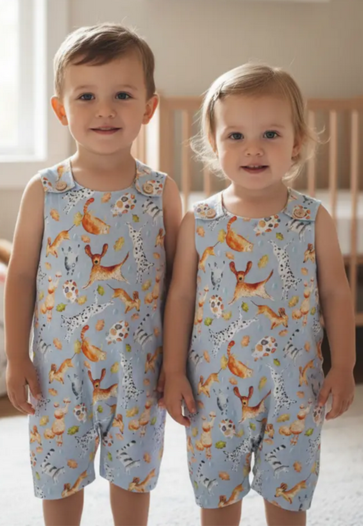 Romper  Infantil Unisex Minicute - Estampa Exclusiva Chuva de Pets Azul Viscolinho