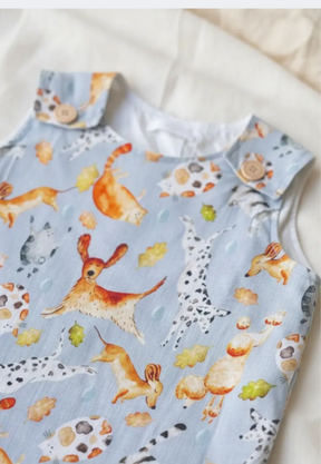 Romper  Infantil Unisex Minicute - Estampa Exclusiva Chuva de Pets Azul Viscolinho