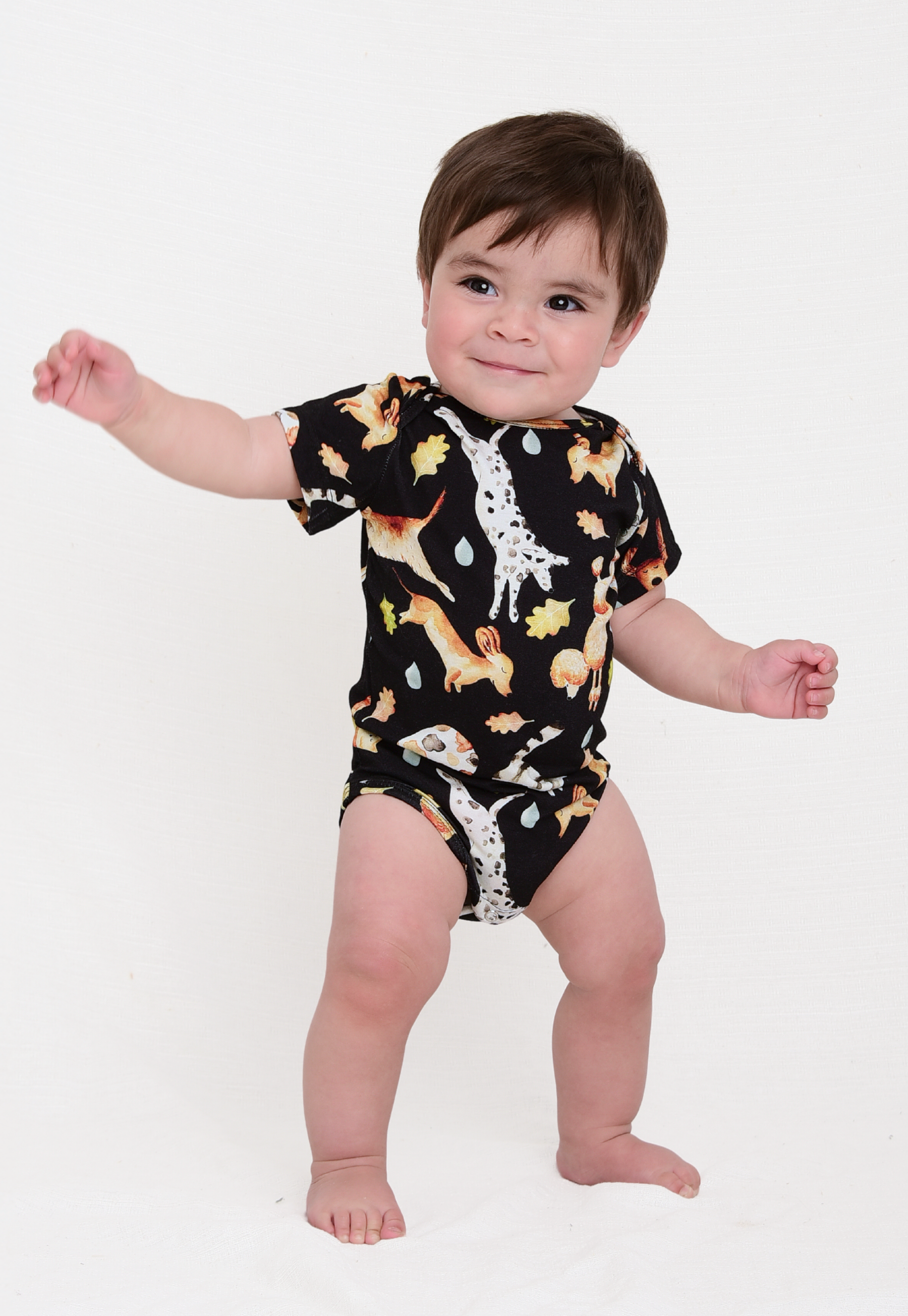 Body Infantil Unisex Minicute - Estampa Exclusiva Chuva de Pets (Manga Curta)