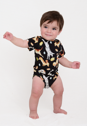 Body Infantil Unisex Minicute - Estampa Exclusiva Chuva de Pets (Manga Curta)