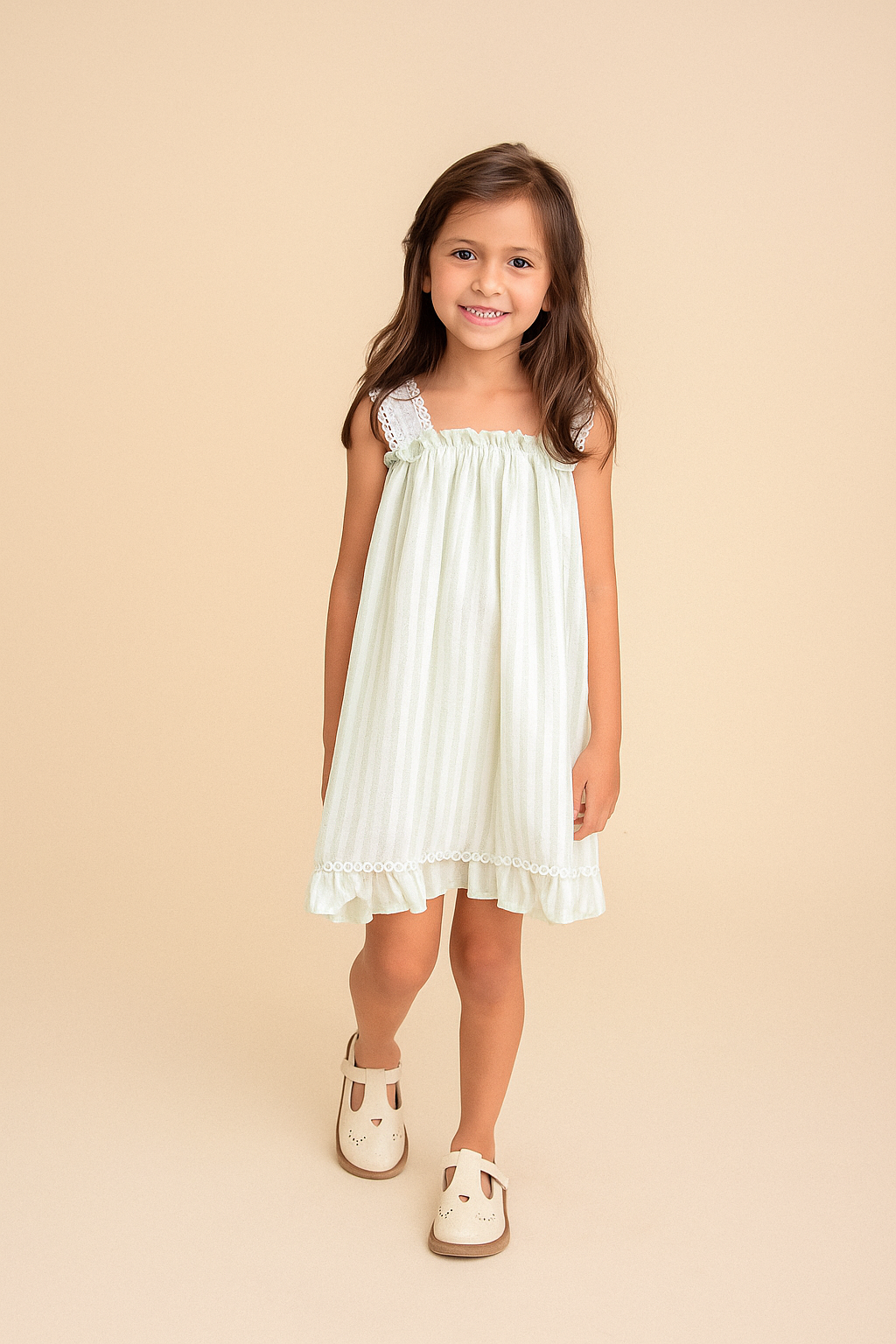 Vestido Listrado Verde Alça