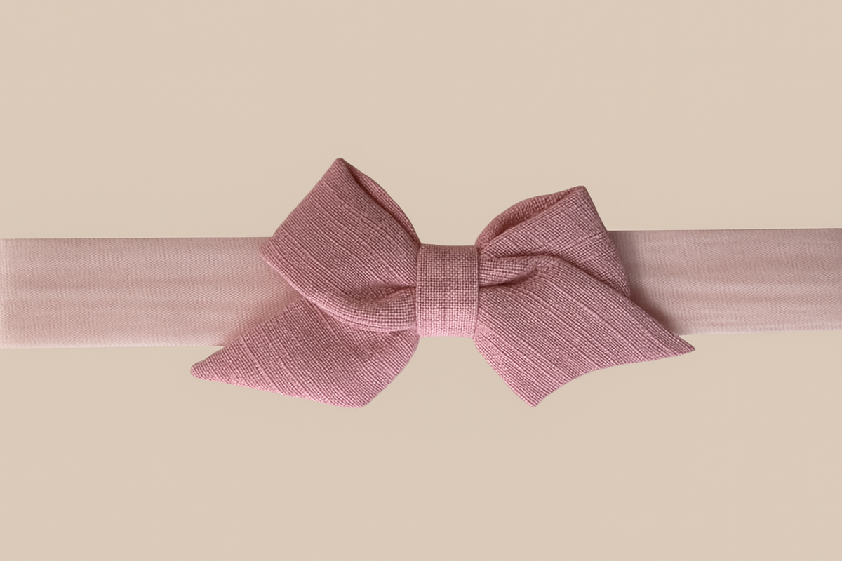 Tiara Faixa Mini Linho Rosa