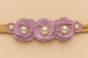 Tiara Floral Renda Perola Lilas
