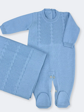 Macacão Recém Nascido Minicute Petit Tricot Tramas Azul
