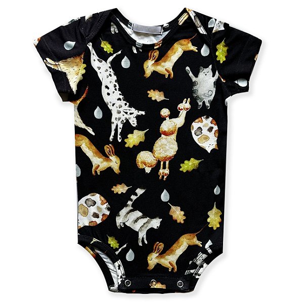 Body Infantil Estampa Cachorrinhos