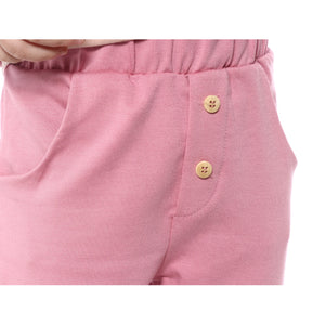 Calça Infantil Bolso Botões Rosa