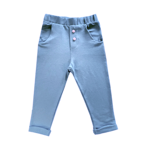 Calça Infantil Bolso Botões Azul