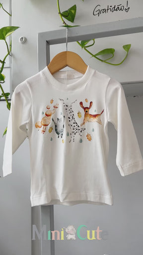 Camiseta Infantil M.Longa Cachorrinhos