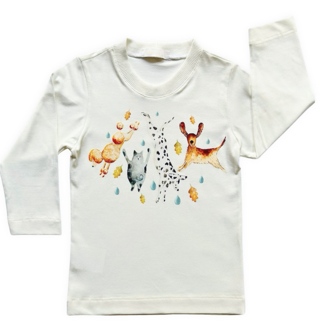 Camiseta Infantil M.Longa Cachorrinhos