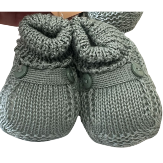 Sapatinho Tricot Botões Verde