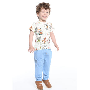 Calça Infantil Bolso Botões Azul